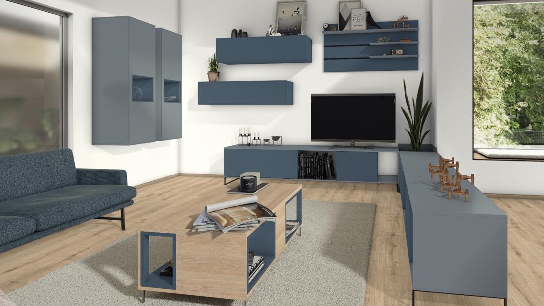 EGGER U545 ST9 Baltic Blue — uni colour panel decor for custom cabinetry (3D view)