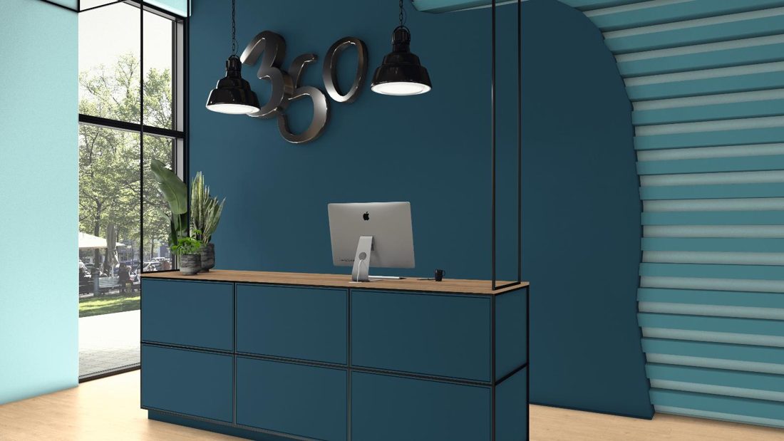 EGGER U565 ST9 Ocean Blue — uni colour panel decor for custom cabinetry (3D view)