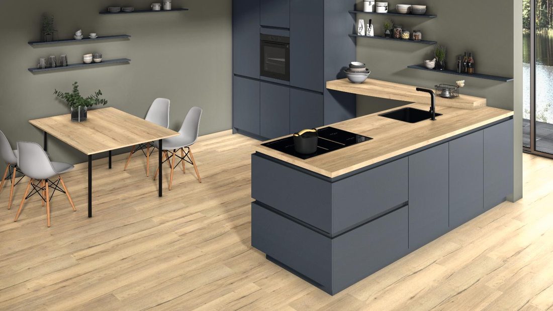 EGGER U599 PM Indigo Blue — uni colour panel decor for custom cabinetry (3D view)