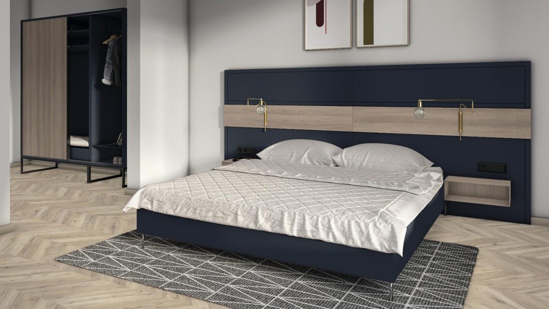 EGGER U599 ST9 Indigo Blue — uni colour panel decor for custom cabinetry (3D view)