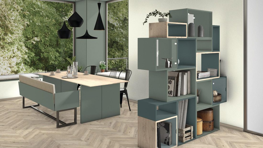 EGGER U604 ST9 Reed Green — uni colour panel decor for custom cabinetry (3D view)