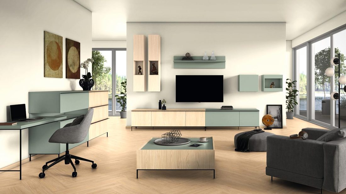 EGGER U604 TM Reed Green — uni colour panel decor for custom cabinetry (3D view)