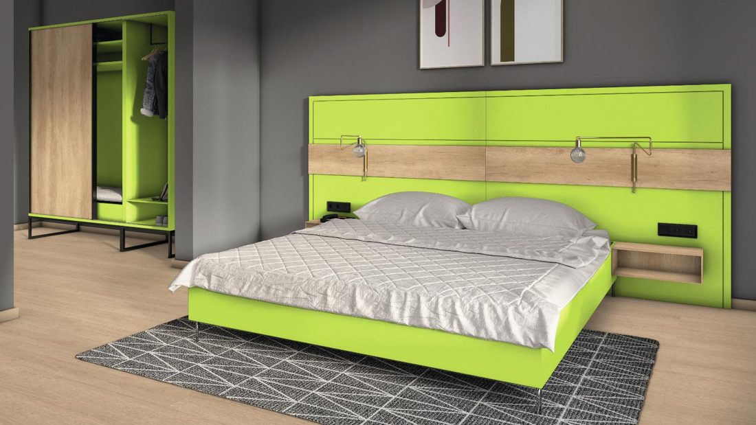 EGGER U630 ST9 Lime Green — uni colour panel decor for custom cabinetry (3D view)