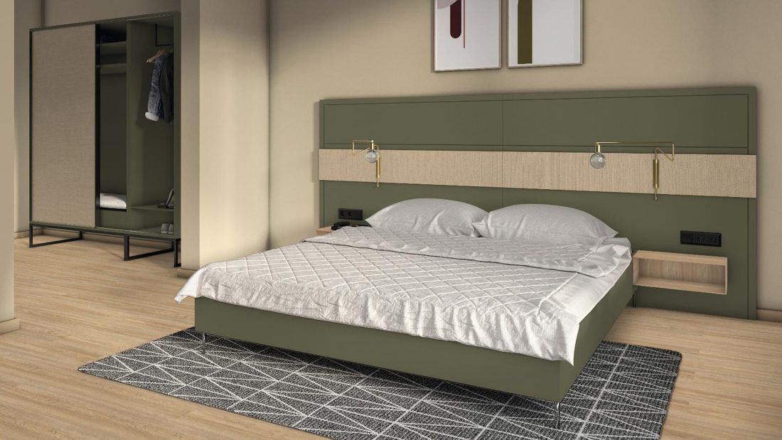 EGGER U645 ST9 Agave Green — uni colour panel decor for custom cabinetry (3D view)