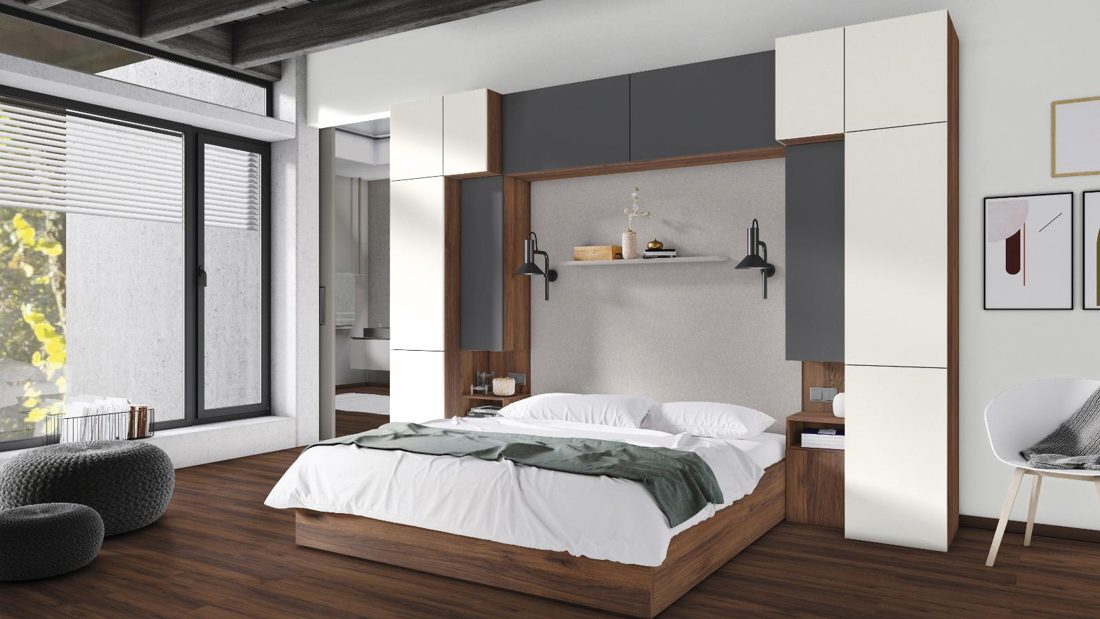 EGGER U708 TM Light Grey — uni colour panel decor for custom cabinetry (3D view)