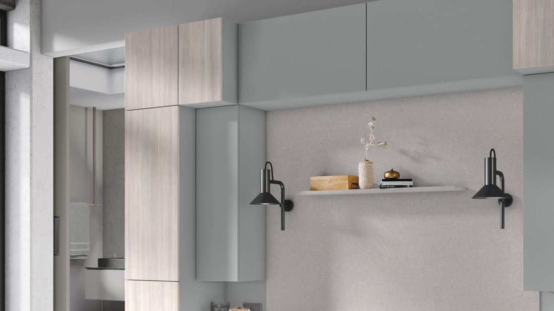 EGGER U732 ST9 Dust Grey — uni colour panel decor for custom cabinetry (3D view)