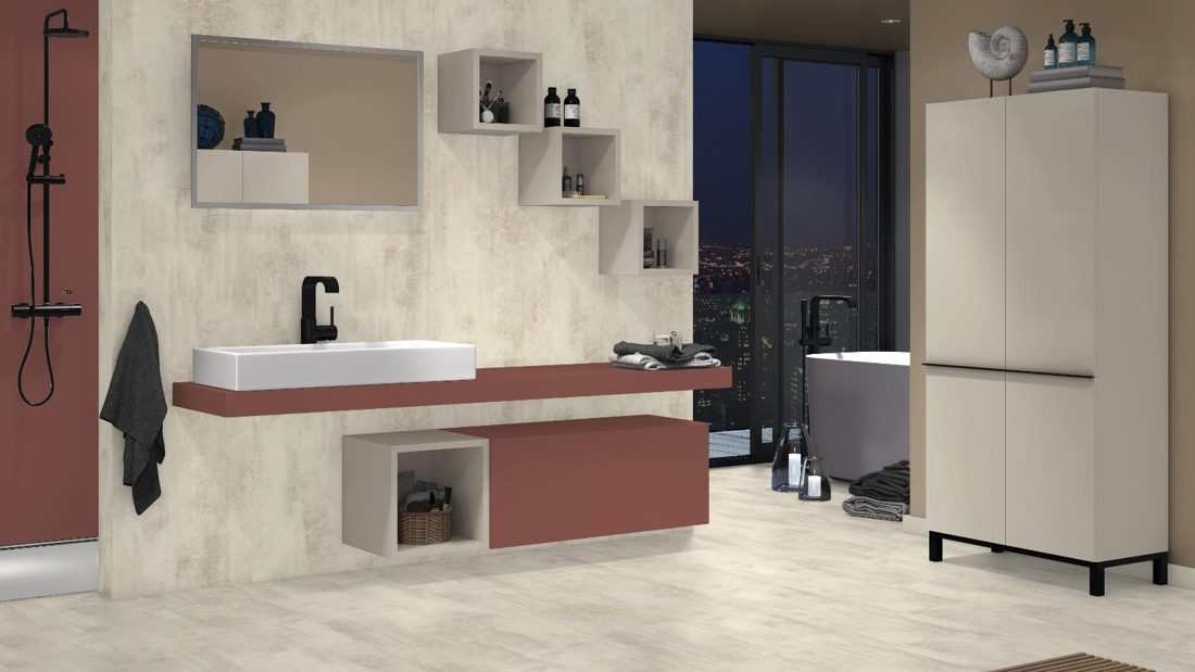 EGGER U767 ST9 Cubanit Grey — uni colour panel decor for custom cabinetry (3D view)