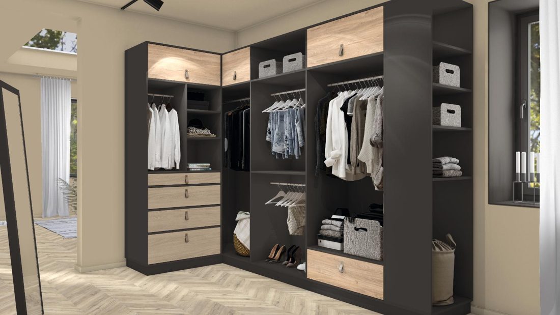 EGGER U961 TM Graphite Grey — uni colour panel decor for custom cabinetry (3D view)
