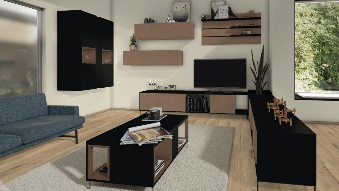 EGGER U999 PM Black — uni colour panel decor for custom cabinetry (3D view)