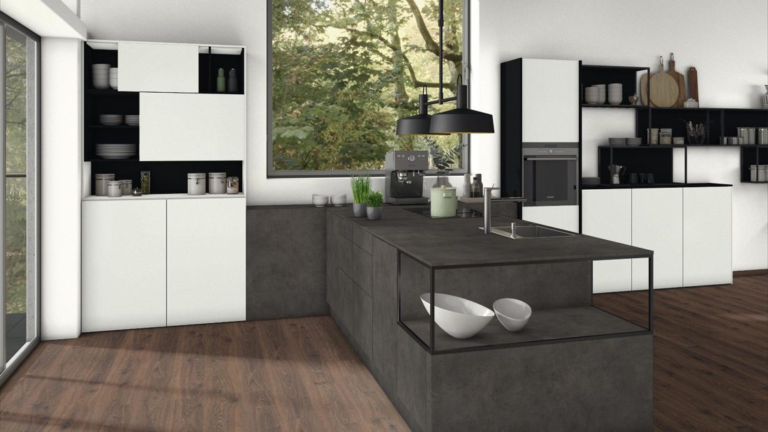 EGGER U999 ST12 Black — uni colour panel decor for custom cabinetry (3D view)