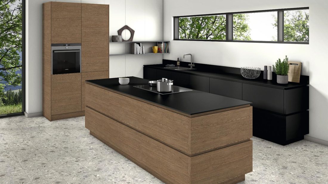 EGGER U999 ST76 Black — uni colour panel decor for custom cabinetry (3D view)