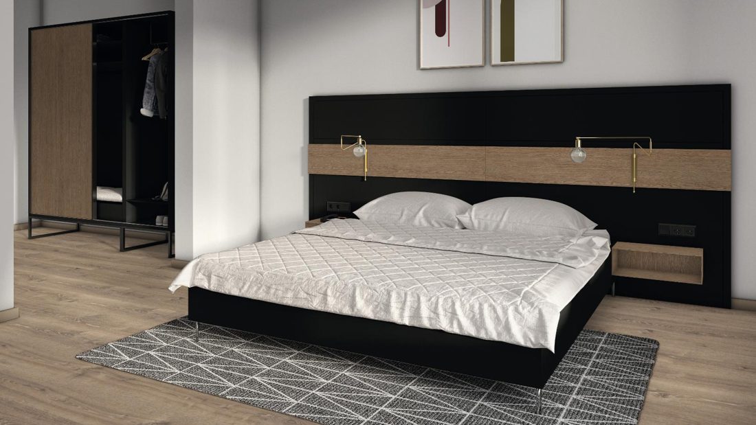 EGGER U999 TM28 Black — uni colour panel decor for custom cabinetry (3D view)