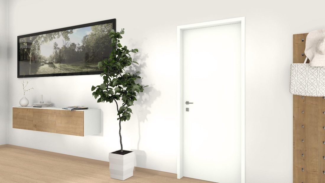 EGGER W1000 STG4 Premium White — uni colour panel decor for custom cabinetry (3D view)
