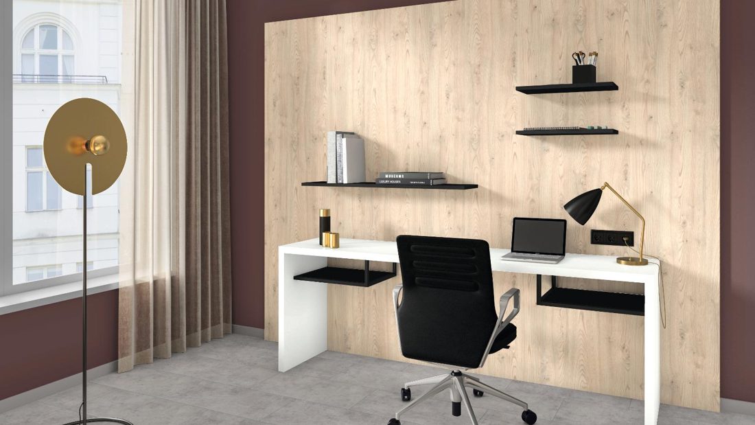 EGGER W1101 ST9 Solid Alpine White — uni colour panel decor for custom cabinetry (3D view)
