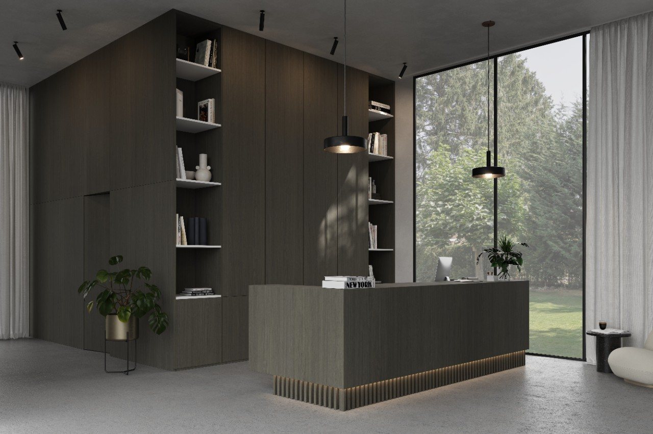 Master Oak green 0H927 rift oak cabinetry panel — iKitchen Cabinetry (in a room)