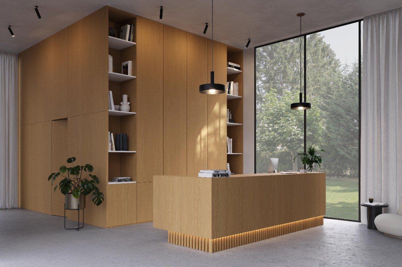 Master Oak natural 0H913 rift oak cabinetry panel — iKitchen Cabinetry (in a room)