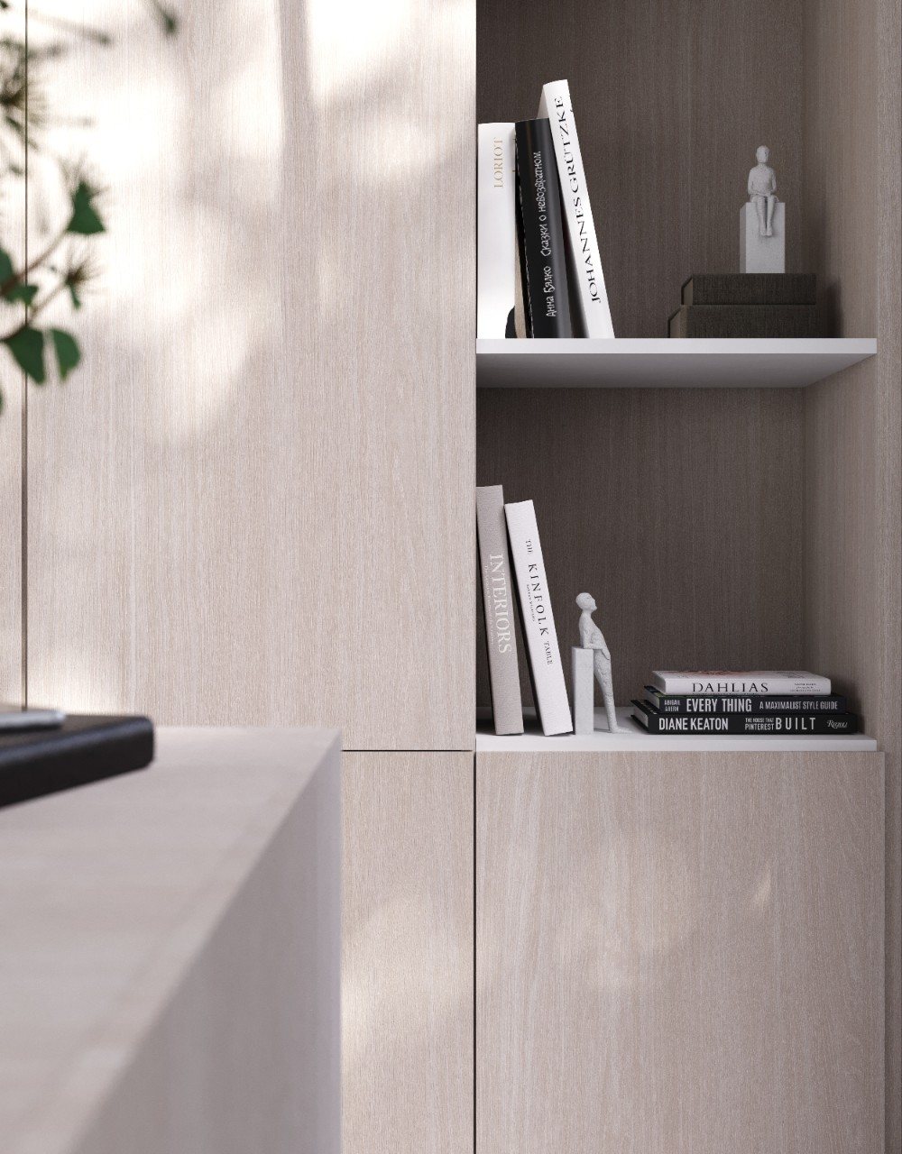 Master Oak patina greige 0H924 rift oak cabinetry panel — iKitchen Cabinetry (in a room, close)