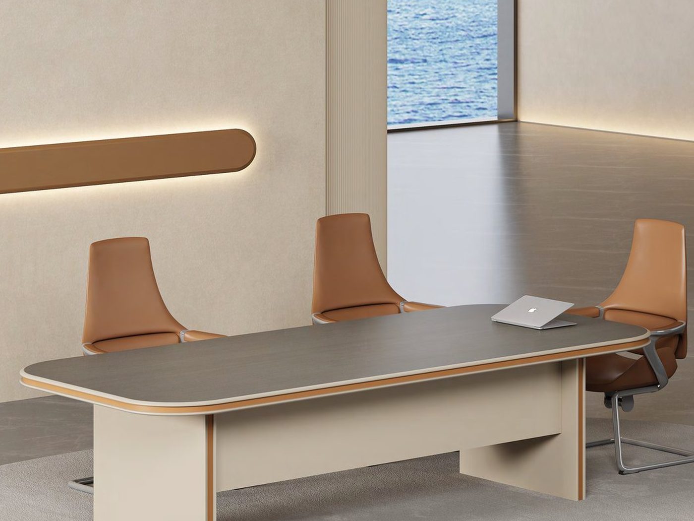 Open-plan office desking with task seating and storage