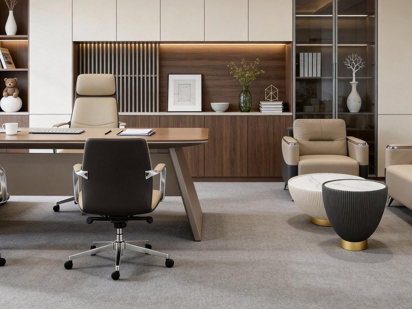 Height-adjustable desking in an open-plan office