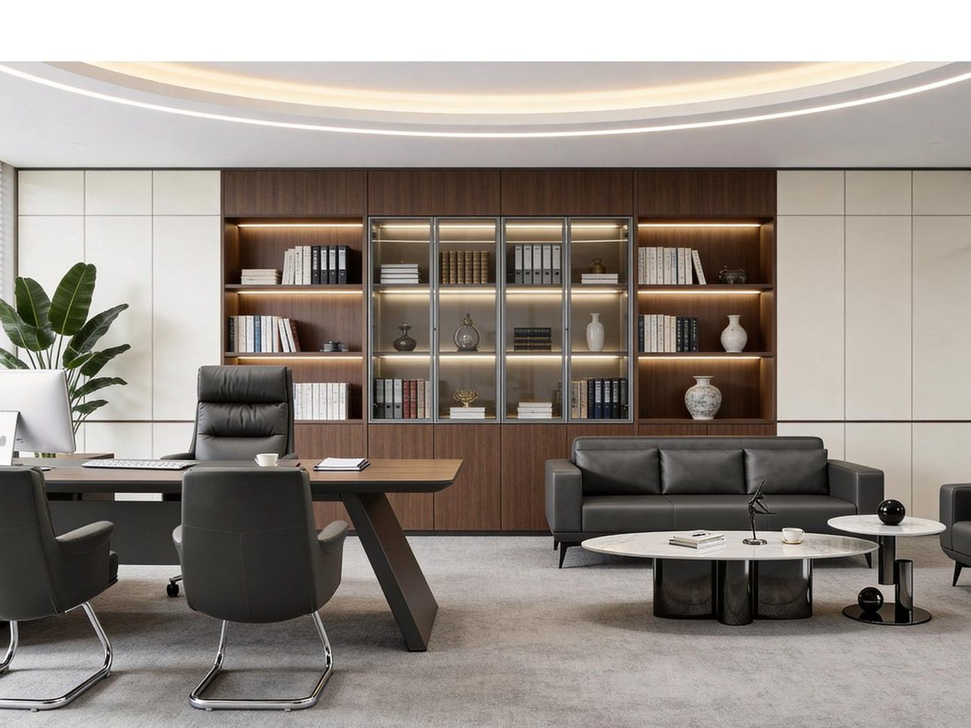 Height-adjustable desking in an open-plan office