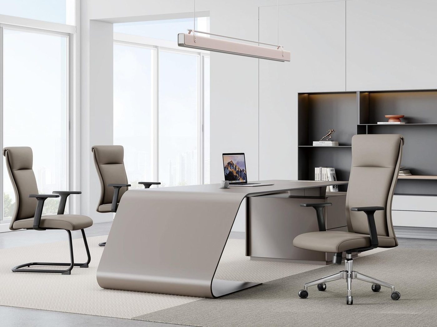 Office task seating at a meeting table