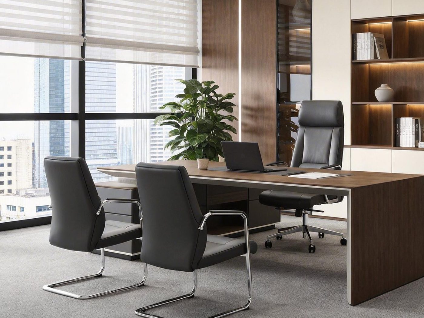 Office task seating at a meeting table