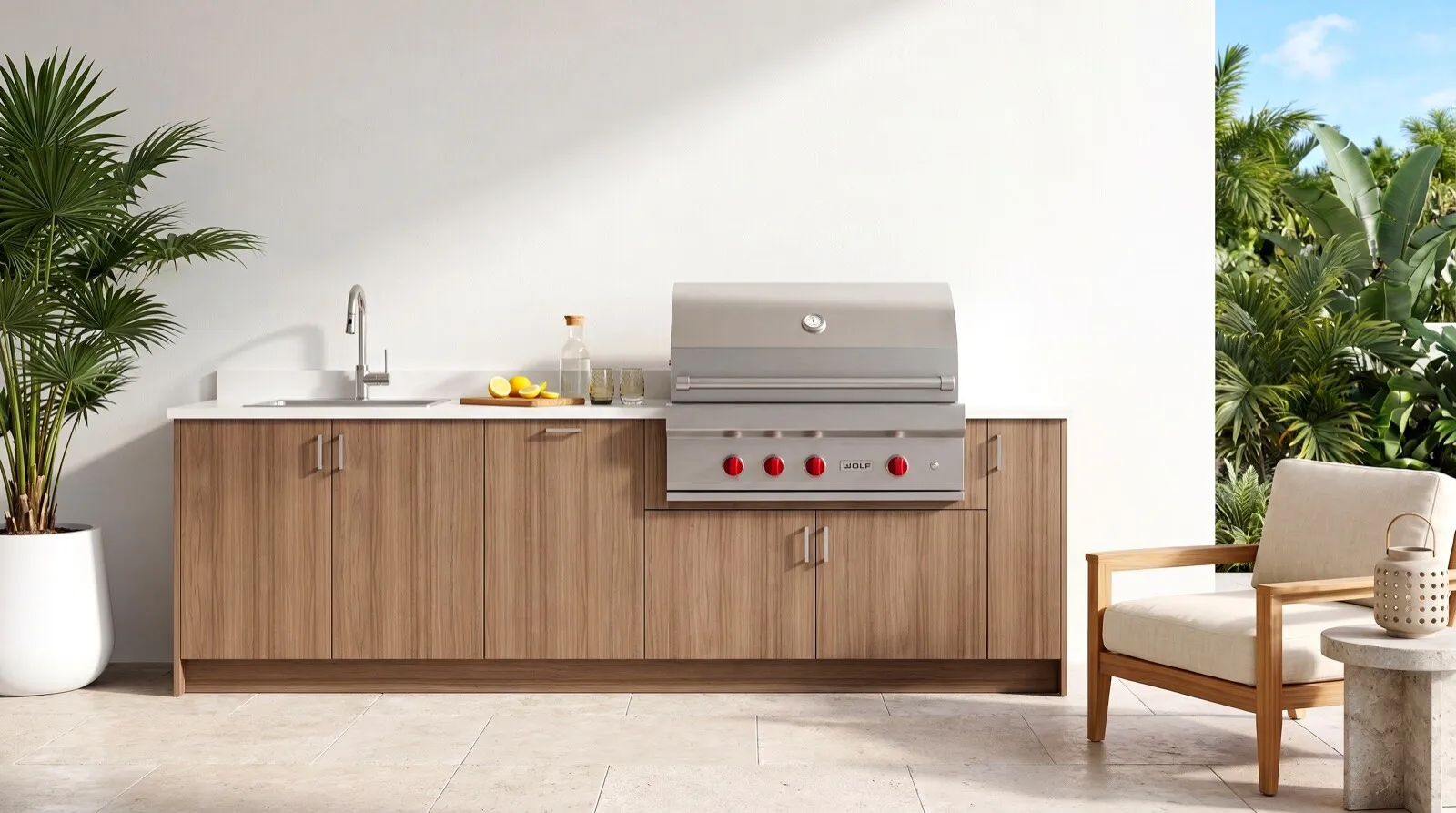 European outdoor kitchen in Climacore cabinetry with Dekton counter