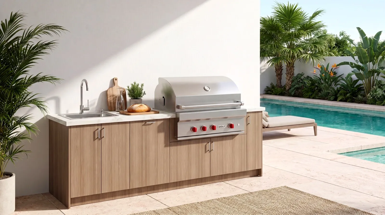 European outdoor kitchen in Climacore cabinetry with Dekton counter
