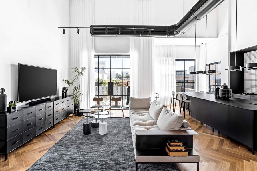 Black and Herringbone Duplex — custom kitchens, built-ins & wall units, wall paneling, bathroom vanities by iKitchen Cabinetry, view 8
