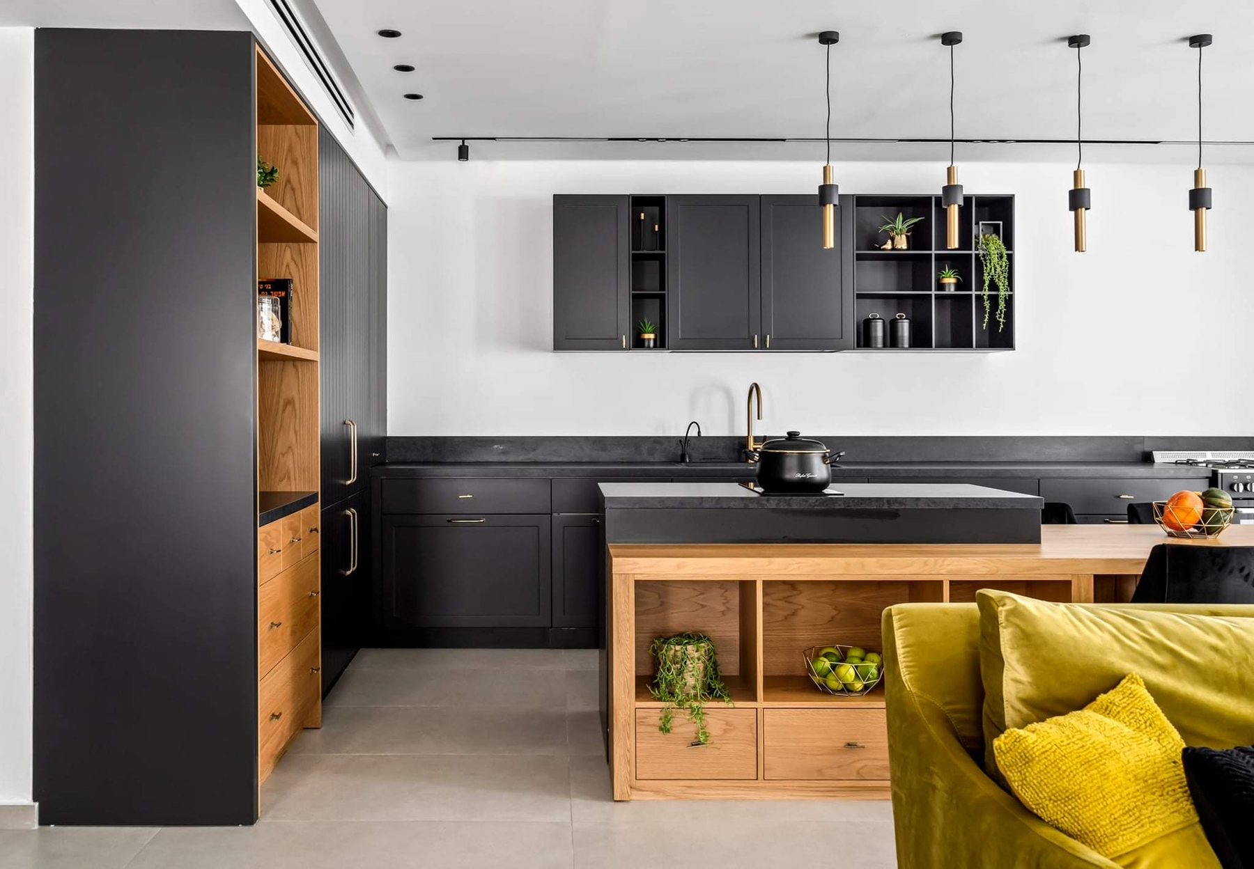 Black Oak and Ochre Apartment — custom kitchens, built-ins & wall units, wall paneling, bathroom vanities, walk-in closets by iKitchen Cabinetry