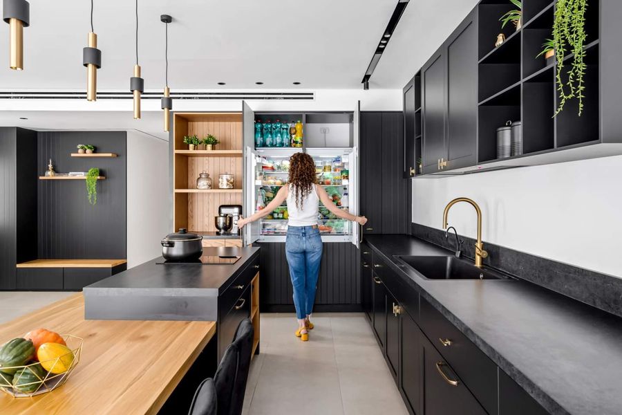 Black Oak and Ochre Apartment — custom kitchens, built-ins & wall units, wall paneling, bathroom vanities, walk-in closets by iKitchen Cabinetry, view 3