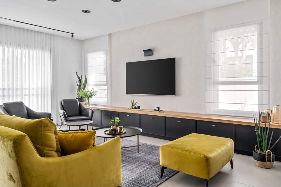 Black Oak and Ochre Apartment — custom kitchens, built-ins & wall units, wall paneling, bathroom vanities, walk-in closets by iKitchen Cabinetry, view 6