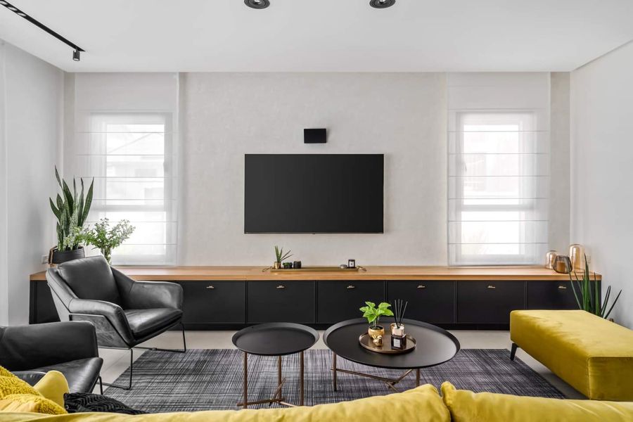 Black Oak and Ochre Apartment — custom kitchens, built-ins & wall units, wall paneling, bathroom vanities, walk-in closets by iKitchen Cabinetry, view 7