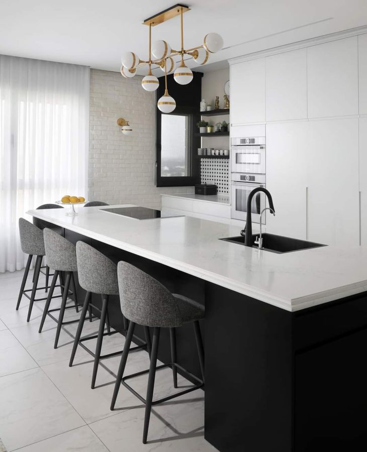 Black White and Brass Apartment — custom kitchens, built-ins & wall units, bathroom vanities by iKitchen Cabinetry