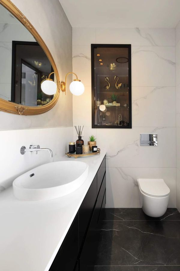 Black White and Brass Apartment — custom kitchens, built-ins & wall units, bathroom vanities by iKitchen Cabinetry, view 14