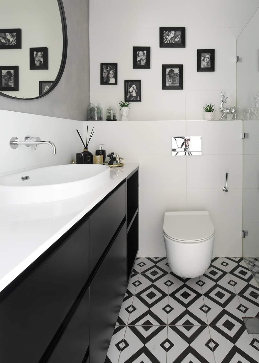 Black White and Brass Apartment — bathroom vanities by iKitchen Cabinetry