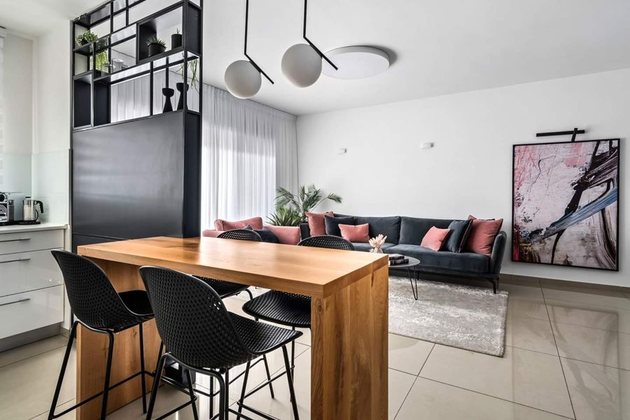 Blush and Steel Family Apartment — custom kitchens, built-ins & wall units, wall paneling, bathroom vanities by iKitchen Cabinetry, view 6
