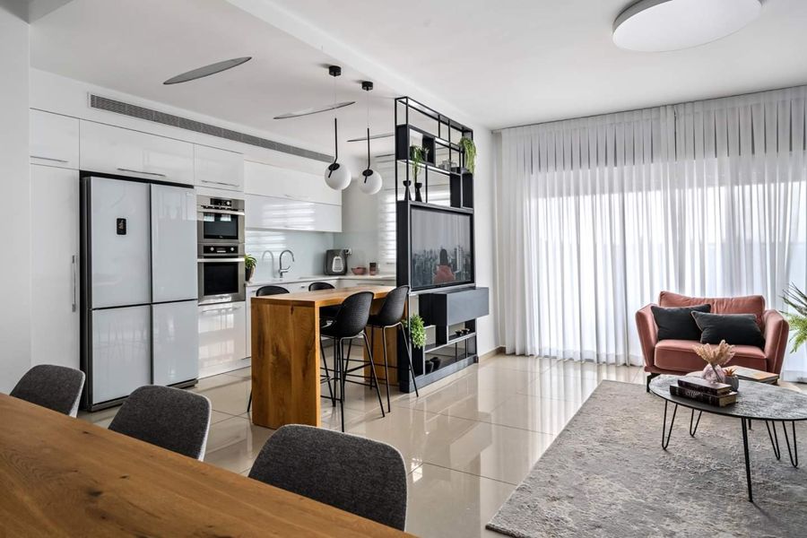 Blush and Steel Family Apartment — custom kitchens, built-ins & wall units, wall paneling, bathroom vanities by iKitchen Cabinetry, view 7