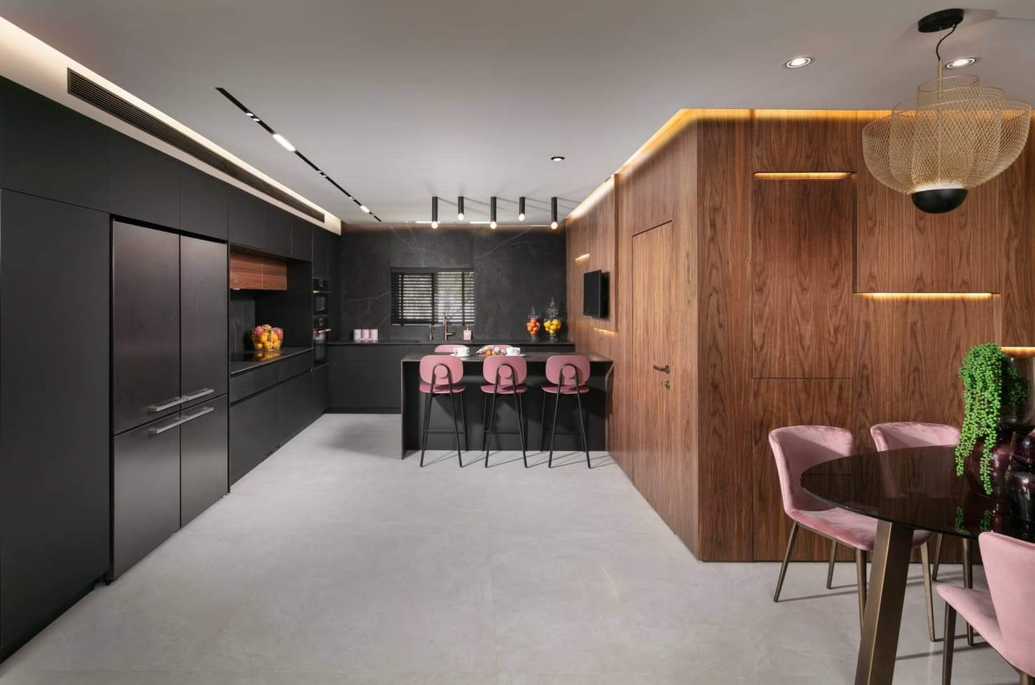 Blush and Walnut Apartment — custom kitchens, built-ins & wall units by iKitchen Cabinetry