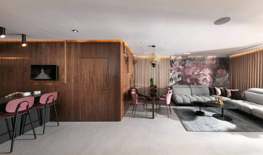 Blush and Walnut Apartment — custom kitchens, built-ins & wall units by iKitchen Cabinetry, view 4