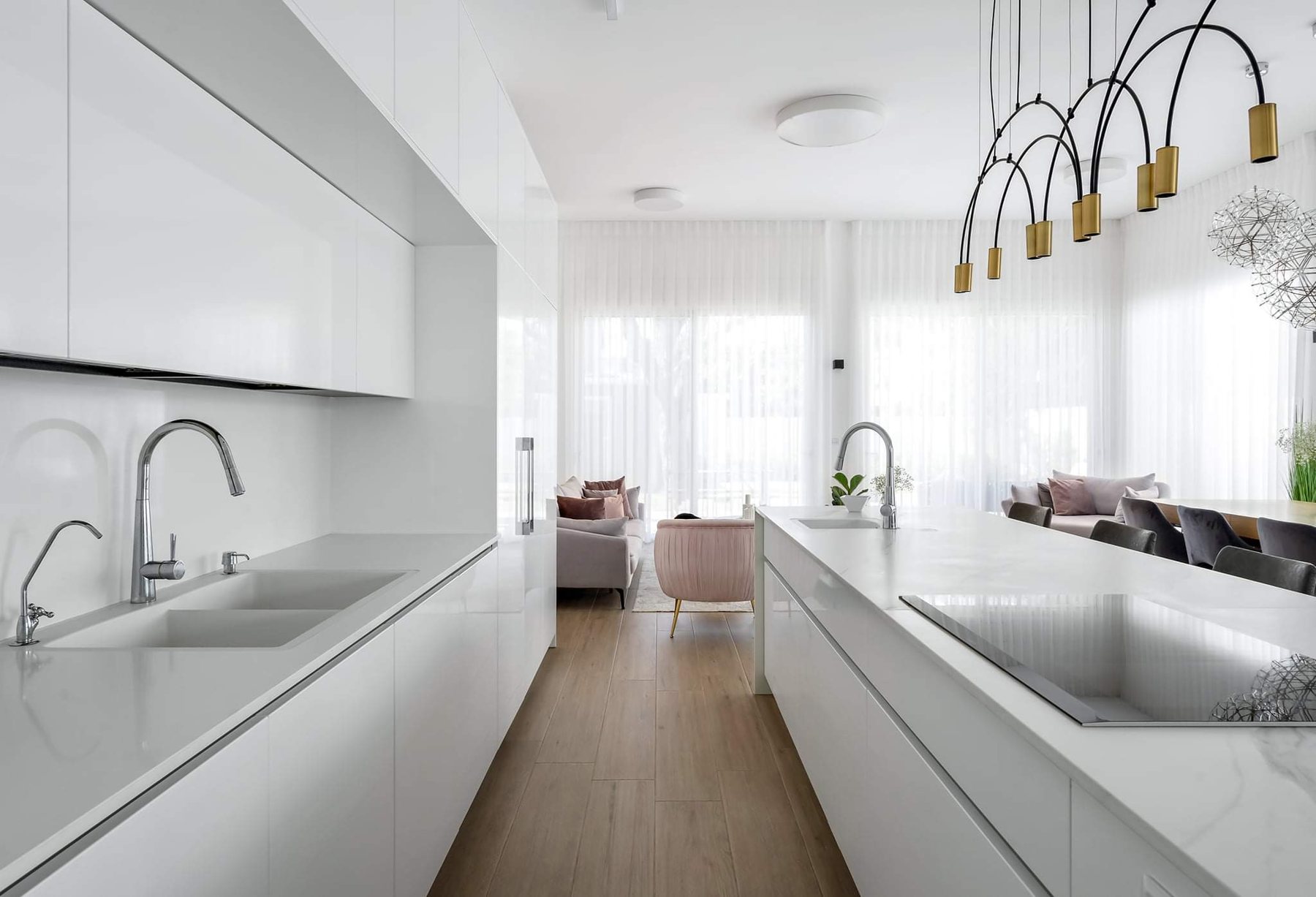 Brass Arc Apartment — custom kitchens, built-ins & wall units, wall paneling, bathroom vanities, walk-in closets by iKitchen Cabinetry