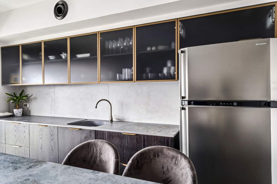 Brick and Brass Apartment — custom kitchens, built-ins & wall units, bathroom vanities by iKitchen Cabinetry, view 4