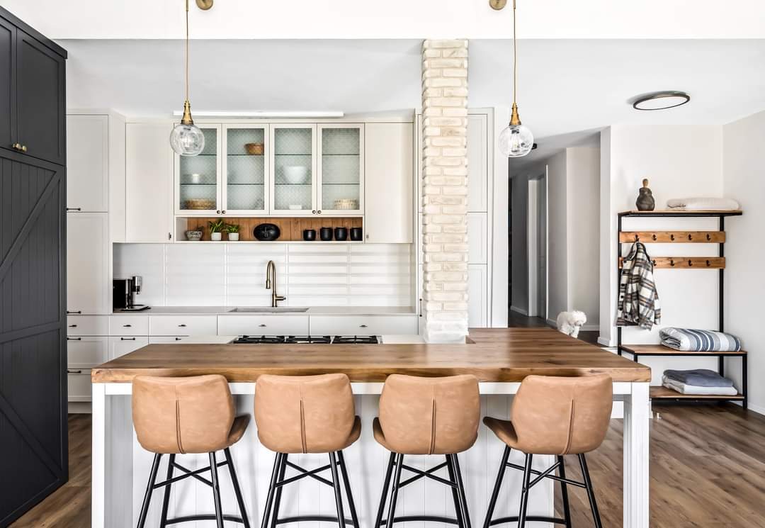 Brick Column Farmhouse — custom kitchens, built-ins & wall units, bathroom vanities by iKitchen Cabinetry