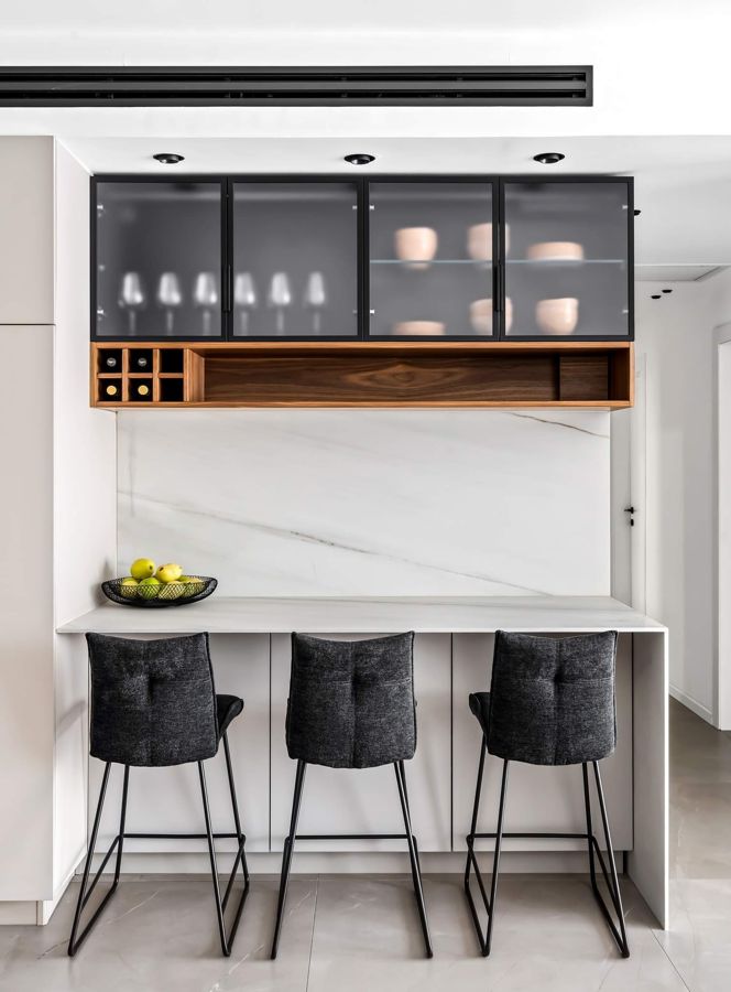 Cream and Walnut Apartment — custom kitchens, built-ins & wall units by iKitchen Cabinetry