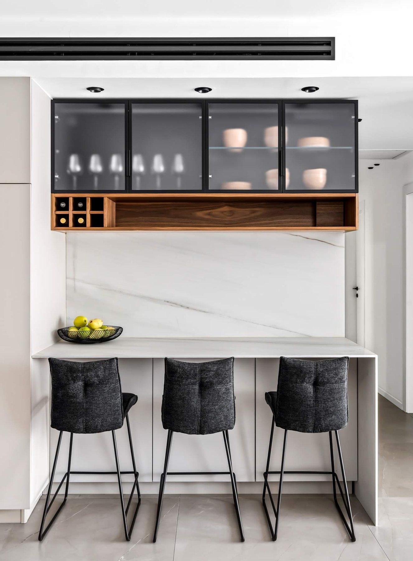 Cream and Walnut Apartment — custom kitchens, built-ins & wall units by iKitchen Cabinetry