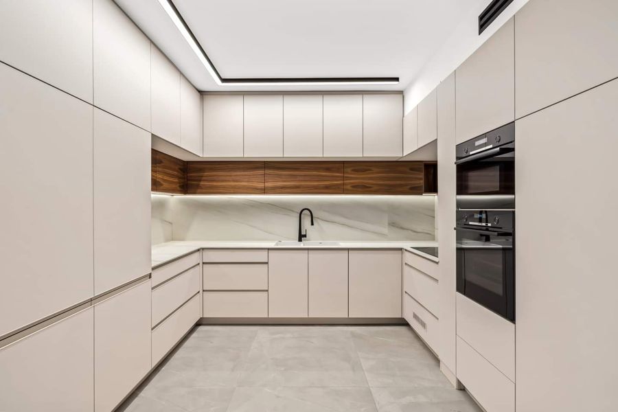 Cream and Walnut Apartment — custom kitchens, built-ins & wall units by iKitchen Cabinetry, view 6