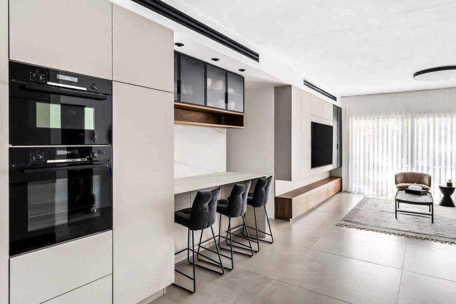 Cream and Walnut Apartment — custom kitchens, built-ins & wall units by iKitchen Cabinetry, view 10