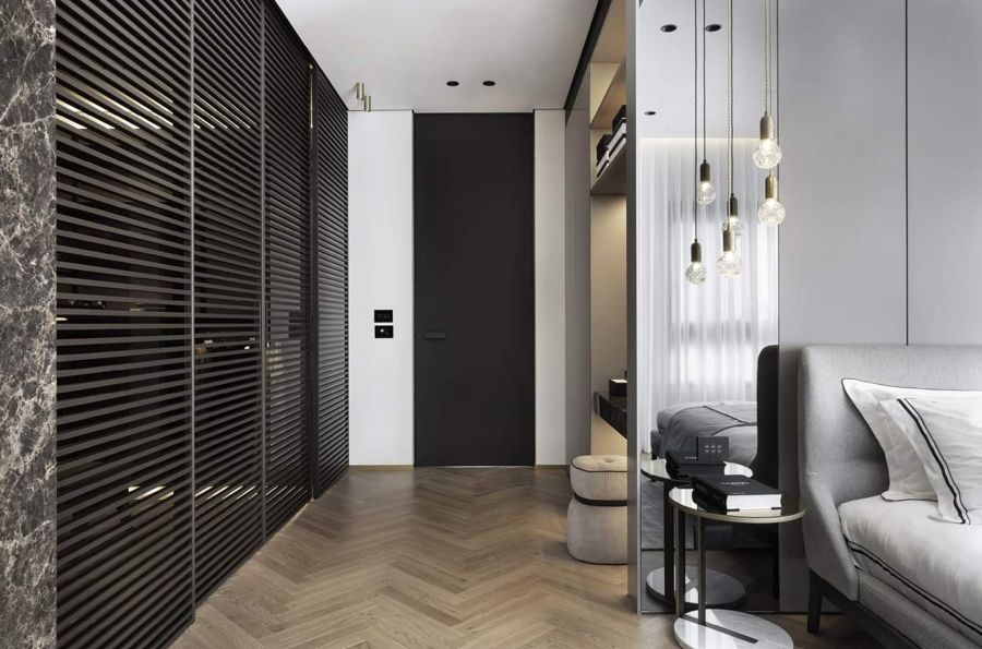 Dark Stone Master Suite — walk-in closets, built-ins & wall units, wall paneling by iKitchen Cabinetry, view 2