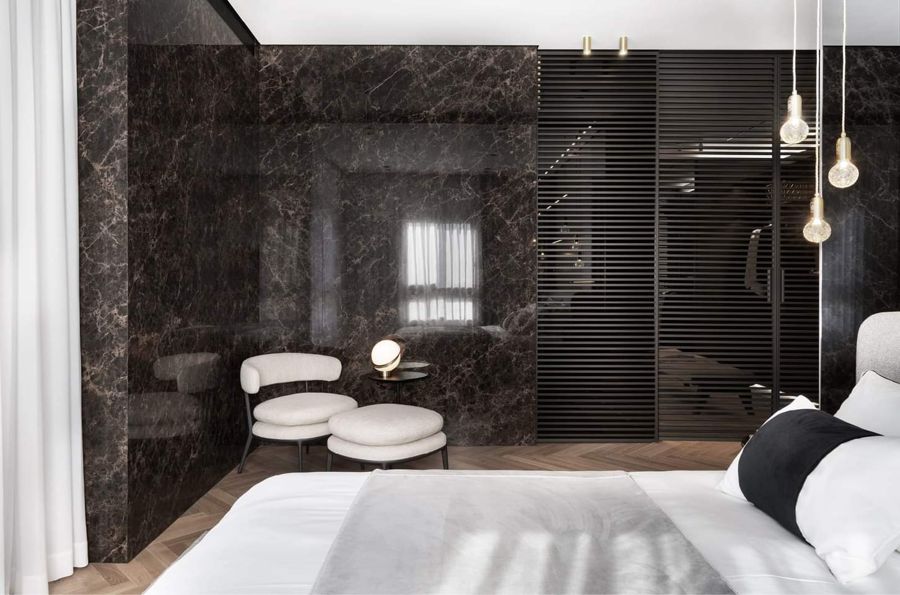 Dark Stone Master Suite — walk-in closets, built-ins & wall units, wall paneling by iKitchen Cabinetry, view 3