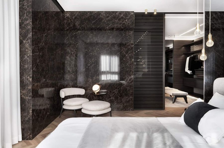 Dark Stone Master Suite — walk-in closets, built-ins & wall units, wall paneling by iKitchen Cabinetry, view 4